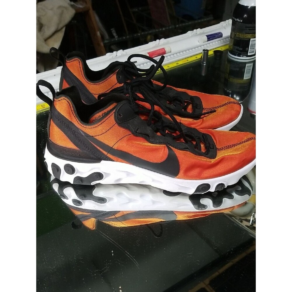 Mens 9 Nike React Element 55 PRM "Sunrise" sneakera vibrant orange/black MINT